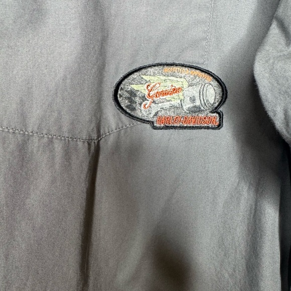 Men’s Harley Davidson Gray Button Down Short Sleeve Shirt Pistons Power Mechanic - Picture 6 of 8